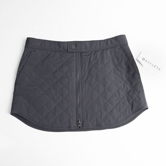 Athleta Toasty Buns Insulated Skirt Womens 8 Black Quilted Full Zip 511138 - Picture 1 of 13